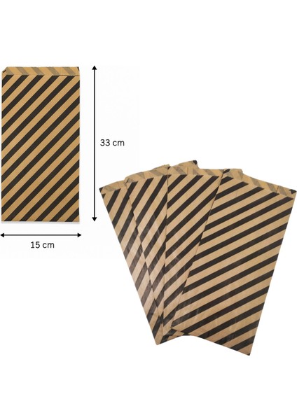 Körüklü Kraft Kese Kağıdı, Siyah Verev Desenli Şamua Hediye, Ambalaj Poşeti, 15X33 Cm, 1000 Adet fiyatları