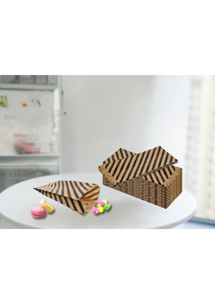 Körüklü Kraft Kese Kağıdı, Siyah Verev Desenli Şamua Hediye, Ambalaj Poşeti, 15X33 Cm, 1000 Adet indirimleri