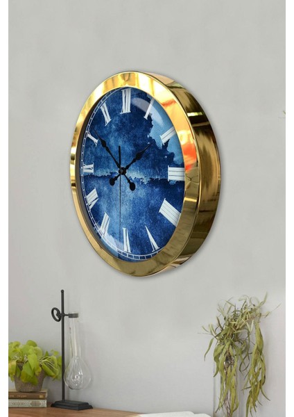 Hediyelik 36 cm Gold Metal Beyaz Romen Duvar Saati modelleri