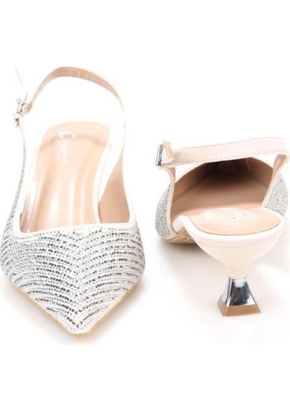 PS-32350 Kadın 4 cm Arkası Açık Taşlı Abiye Stiletto Ayakkabı modelleri