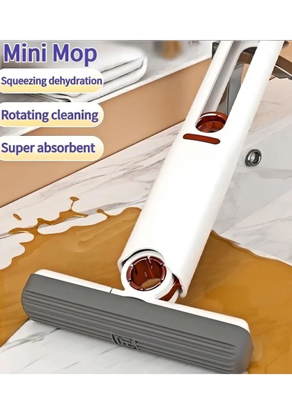 Taşınabilir Mini Mop Kendinden Sıkmalı Mini Temizlik Paspası Mutfak-Araba-Banyo-Camlarda Kullanım