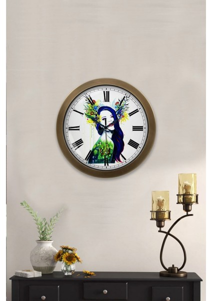 36 cm Eskitme Metal Modern Sanat Duvar Saati