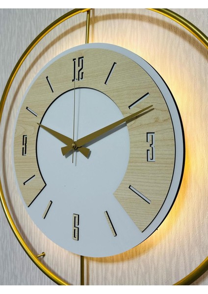 Metal Ahşap ve Işığın Muhteşem Uyumu Duvar Saati Dekoratif fiyatları