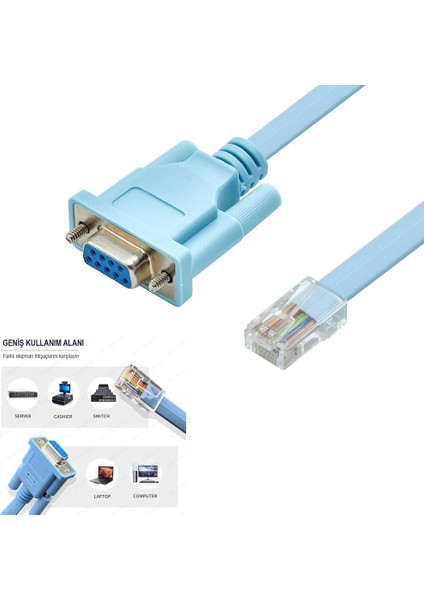 RS232 Db9 To RJ45 Ethernet Seri Ağ Yönlendirici Konsol Kablosu 1.5m Poke PK-4138-R20