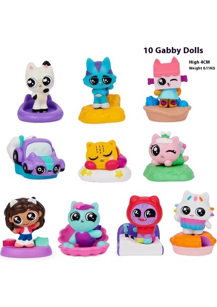 Mini Gabby Dolls Bebekler 10'lu Set 4 cm Yüksekliğinde Masaüstü Süsleri Sevimli Model Hediyeler (Yurt Dışından)