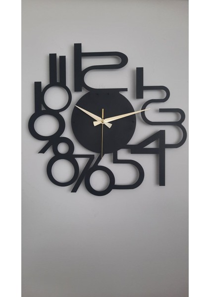 Modern Rakamlı Metal Siyah Duvar Saati - Hediye Saat- Ev / Ofis Saati - 50 x 50 cm