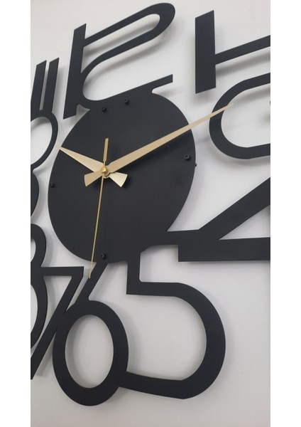 Modern Rakamlı Metal Siyah Duvar Saati - Hediye Saat- Ev / Ofis Saati - 50 x 50 cm