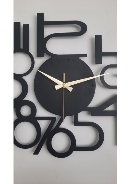 Modern Rakamlı Metal Siyah Duvar Saati - Hediye Saat- Ev / Ofis Saati - 50 x 50 cm