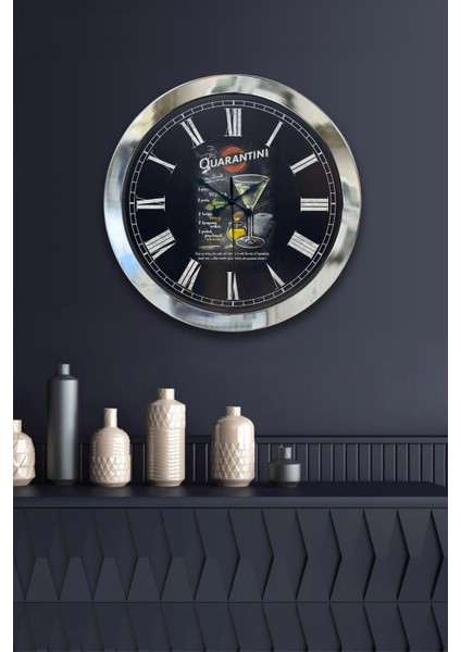 Hediyelik 36 cm Krom Metal Cafe Duvar Saati