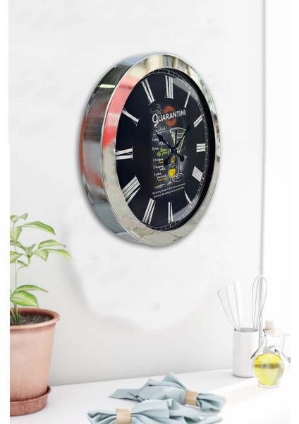 Hediyelik 36 cm Krom Metal Cafe Duvar Saati modelleri