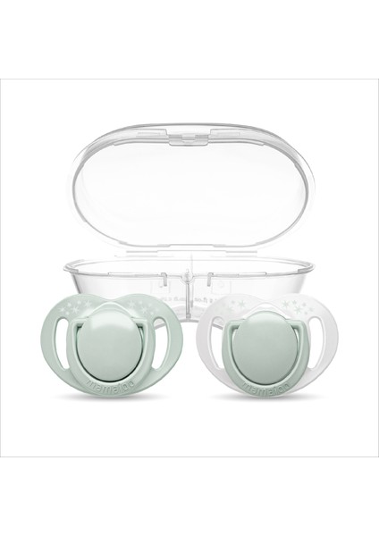 Ortodontik Damaklı Emzik, Powder Green, 6+ Ay, Emzik Saklama & Sterilizasyon Kutulu, İkili Set