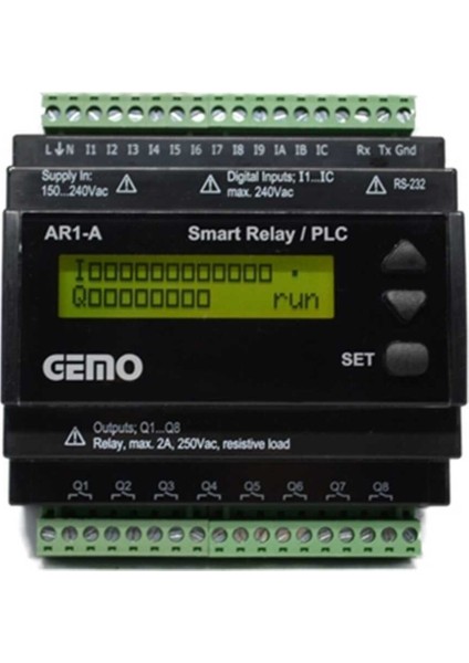 AR1-A-24VDC Ray Tipi "ladder Logic" ile Programlanabilir Akıllı Röle / Plc