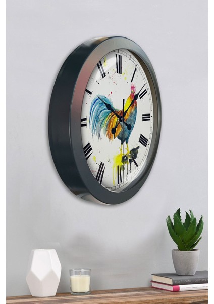 Hediyelik 36 cm Antrasit Metal Horoz Duvar Saati fırsatları