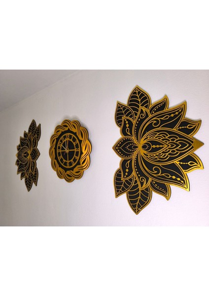 Lotus Mandala Tablolar 40*60 ve 40 cm Burgu Gold Pleksi Duvar Saati fırsatları