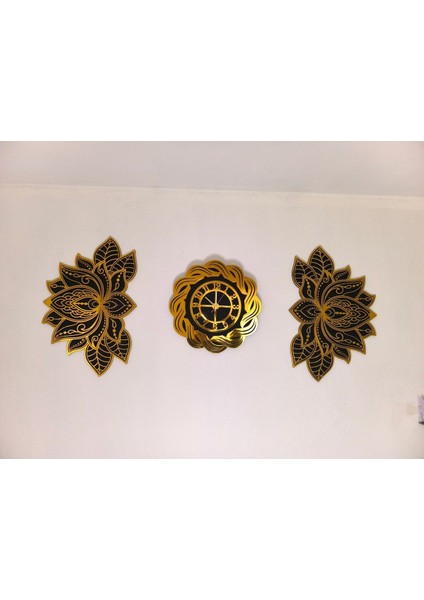 Lotus Mandala Tablolar 40*60 ve 40 cm Burgu Gold Pleksi Duvar Saati indirimleri