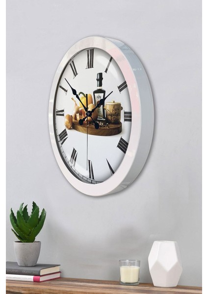 Hediyelik 36 cm Beyaz Metal Mutfak Duvar Saati fiyatları