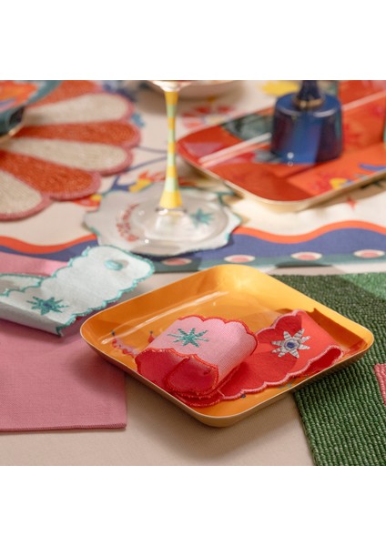 Nilüfer Dijital Baskılı Nakışlı Pamuk Peçete Halkası 6X18 cm Renkli fiyatları