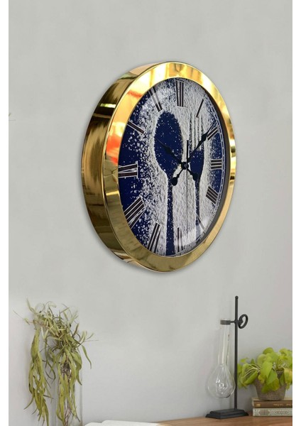 Hediyelik 36 cm Gold Metal Mutfak Duvar Saati modelleri