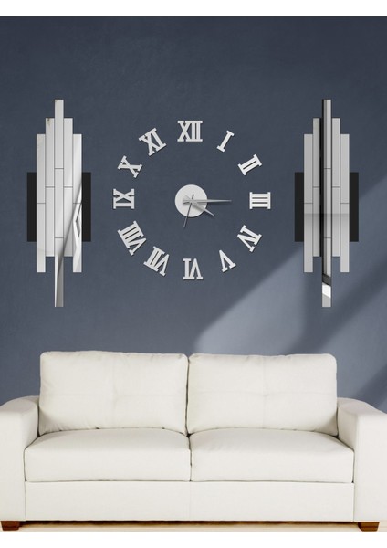 3D Roma Rakamlı Saat ve Çubuklarla Kendi Dekorunu Oluştur, Aynalı Akrilik Pleksi Dekoratif Parçalar fiyatları