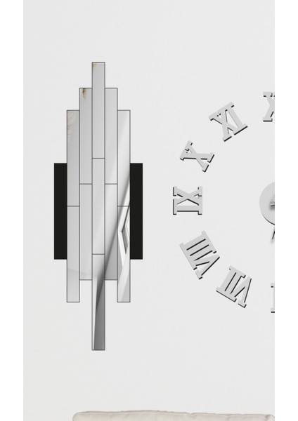 3D Roma Rakamlı Saat ve Çubuklarla Kendi Dekorunu Oluştur, Aynalı Akrilik Pleksi Dekoratif Parçalar modelleri