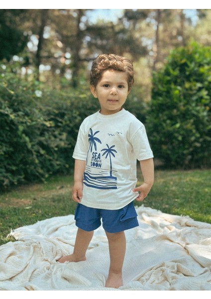 Kargo Bermuda Şort ve Baskılı Tshirt Seti Erkek Bebek Çocuk