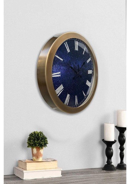 36 cm Eskitme Metal New Blue Duvar Saati modelleri