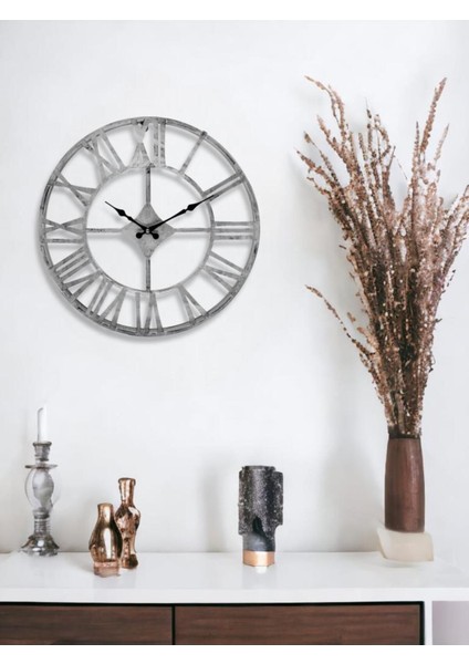 DM30-GK Serisi Roma Rakamlı Metal Duvar Saati Gri 30 cm modelleri