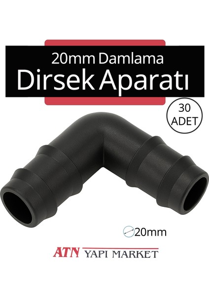 30 Adet 20MM Damlama Sulama Dirsek Aparatı – Bahçe Sulama Hortum Ek Parçası