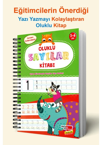 Sayıları Yazmayı Kolayca Öğreten Kitap | Sihirli Uçan Kalemli Oluklu (Kabartmalı) Sayılar Kitabı