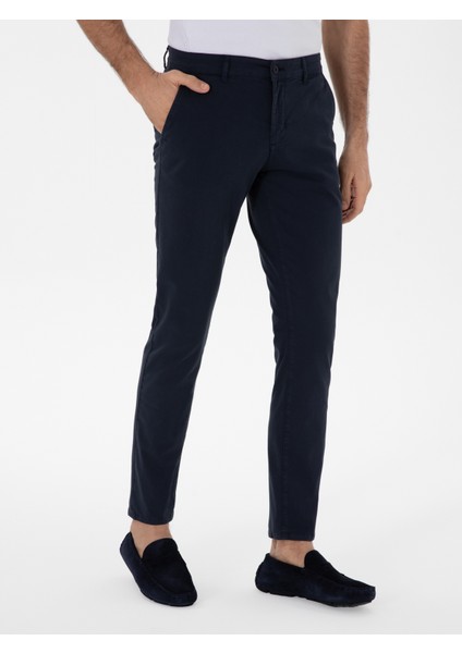 Erkek Lacivert Slim Fit Pamuk Karışımlı Kanvas Pantolon 50312177-VR033 fiyatları