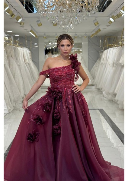 Bordo Asimetrik Yaka Nişanlık 7979 fiyatları