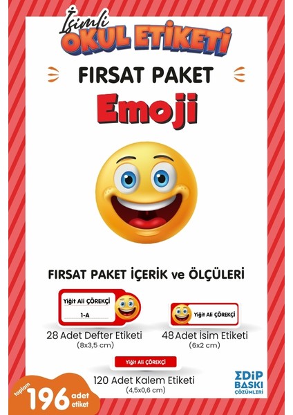 Emoji Fırsat Paket Okul Etiketi