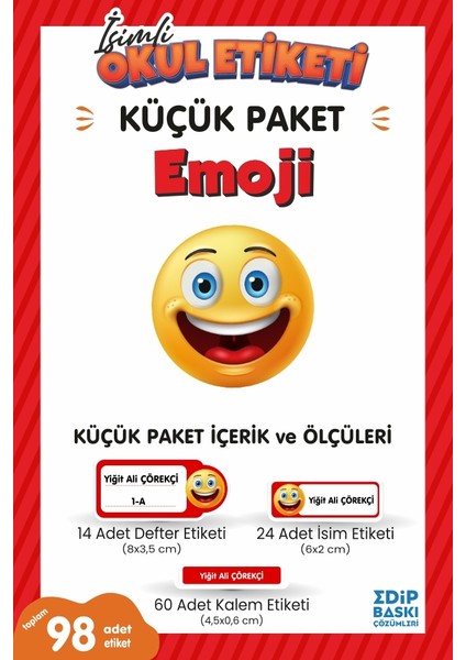 Emoji Küçük Paket Okul Etiketi