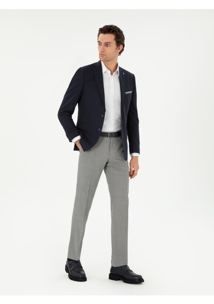 Erkek Gri Slim Fit Yün Klasik Pantolon 50305818-VR024