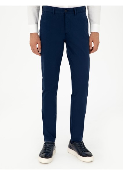 Erkek Lacivert Slim Fit Kanvas Pantolon 50304318-VR033 fiyatları