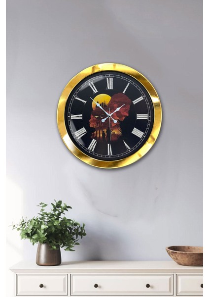 Hediyelik 36 cm Gold Metal Ayrı Dünya Duvar Saati fiyatları