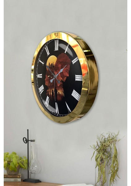 Hediyelik 36 cm Gold Metal Ayrı Dünya Duvar Saati modelleri