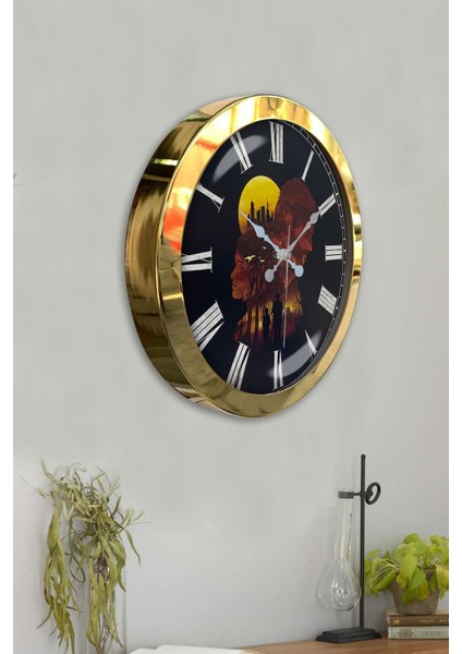 Hediyelik 36 cm Gold Metal Ayrı Dünya Duvar Saati fırsatları
