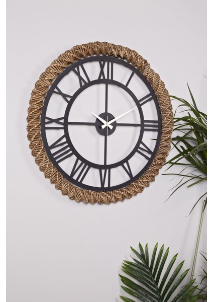 Muyika Roma Metal Üstü Hasır El Örmesi 58X58CM Dekoratif Duvar Saati Mds-H