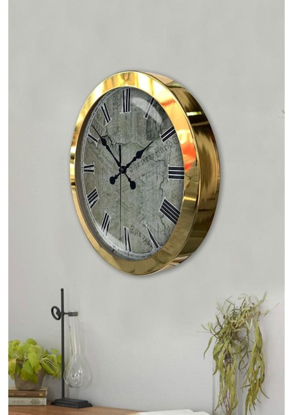 Hediyelik 36 cm Gold Metal Toprak Duvar Saati fiyatları