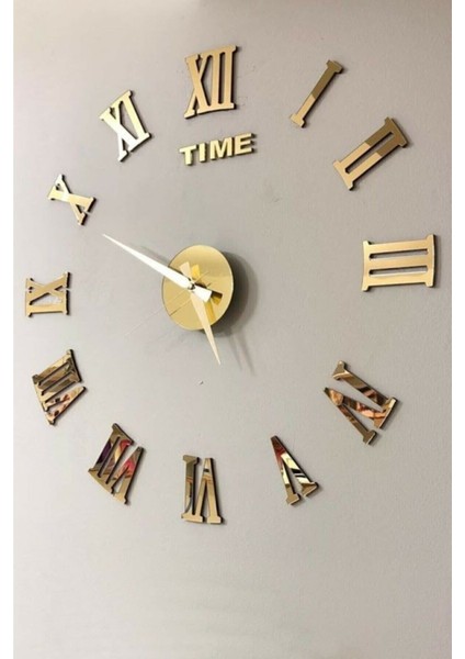 Time Collection 3D Roma Rakamlı Duvar Saati (Altın)