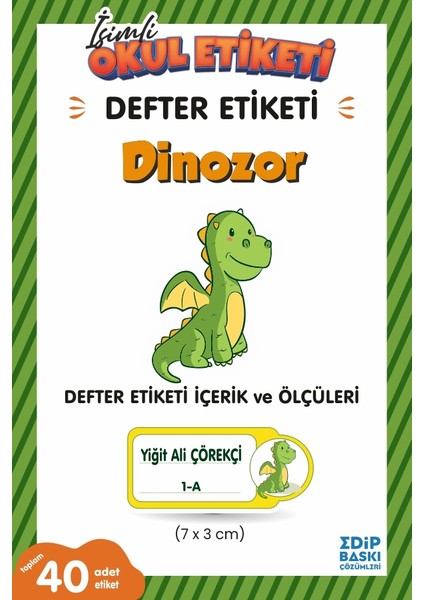 Dinozor Defter Etiketi