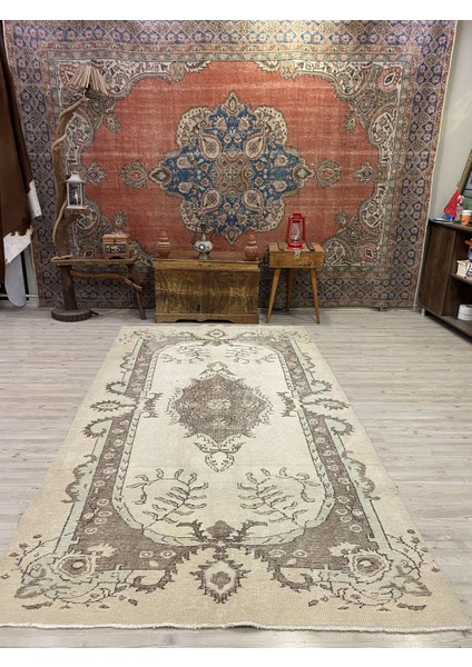 Bej-Kahverengi Naturel Anadolu Motifli El Dokuma Halı Eskitme Vintage Halı 1267 fırsatları