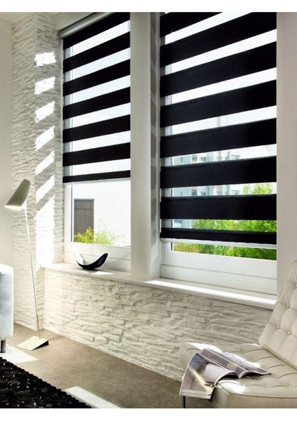 Ithal Bambu Siyah Stor Zebra Perde Alüminyumkasa