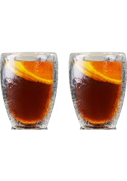 Çift Cidarlı Buzlu Kahve - Latte - Çay Bardağı Seti - Cam Kupa Seti 300 Ml x 2 Adet 2221