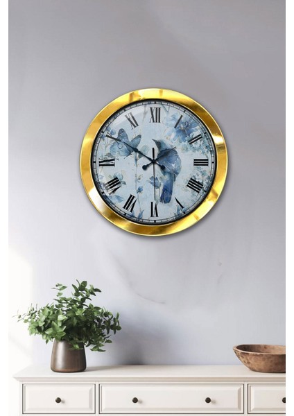 Hediyelik 36 cm Gold Metal Kuşlu Duvar Saati fiyatları