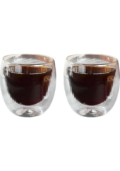 Çift Cidarlı Cam - Kahve - Latte - Espresso - Meşrubat Bardak Seti 250 Ml x 2 Adet 2321
