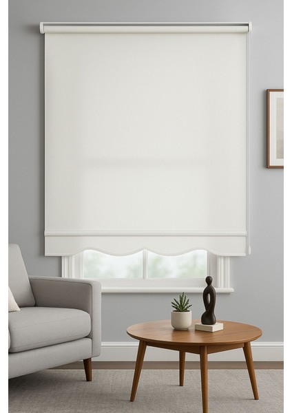 Ekru Stor Zebra Güneşlik Perde .eteği Dilimli ,ithal Kumaş , Alüminyum Kasa Metal Ayak.