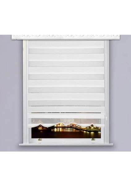 Pliseli Zebra Perde Etek Dilimli Beyaz MZ480 (Alüminyum Kasa modelleri