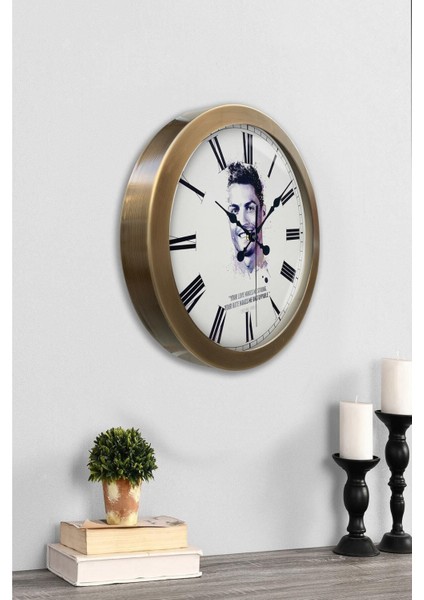 36 cm Eskitme Metal Cristiano Ronaldo Duvar Saati